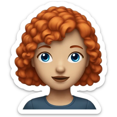 Artist girl with red head and blue eyes sticker