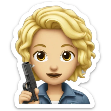 Une blonde avec un pistolet  sticker