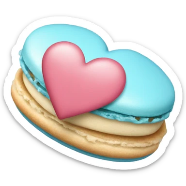 Light blue macaroon in shape of heart  sticker