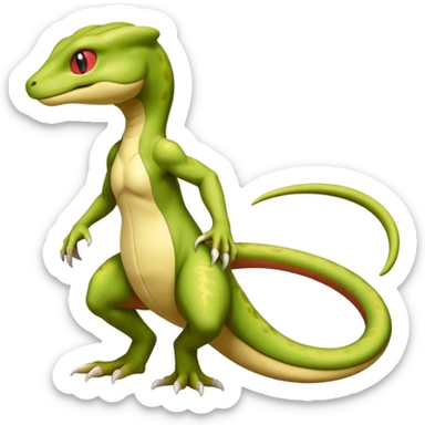 Mewtwo-lizard-Salandit-Gecko-Treecko-Kecleon-Fakémon-Pokémon-hybrid-creature (full body)  sticker