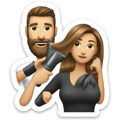 Hair stylist blowdrying sticker