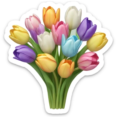 pastel multicolored tulip bouquet  sticker