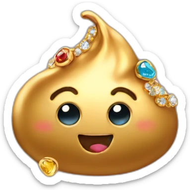 Gold poo with gems sticker