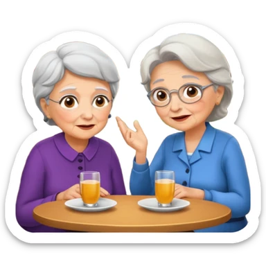 conversación dentro de un restaurant  dos personas y una de las persoans sea una abuela sticker