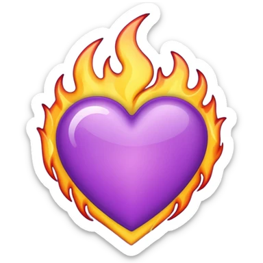 Coração roxo com chamas emoji iPhone sticker