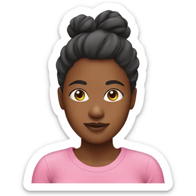 Black woman with a bun and pink T shirt sticker