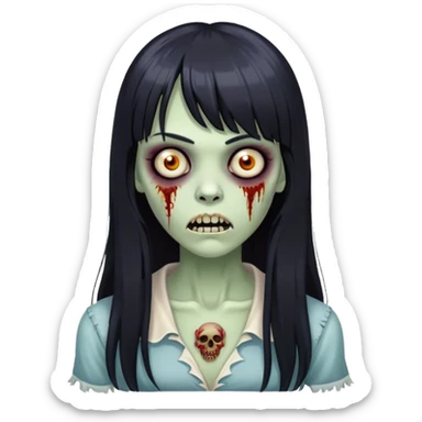 mulher zumbi com cabelo preto longo e franja sticker