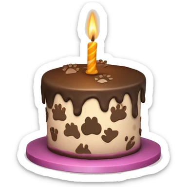 Paw print birthday cake with candle sticker