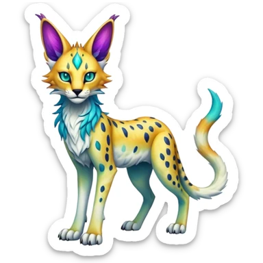 Epic Edgy Colorful ethereal eldritch Sergal-Serval-Fionbri sticker