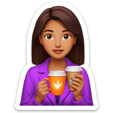 Woman with coffee , coffe shop with  neon glow, Midnight Wander. sticker