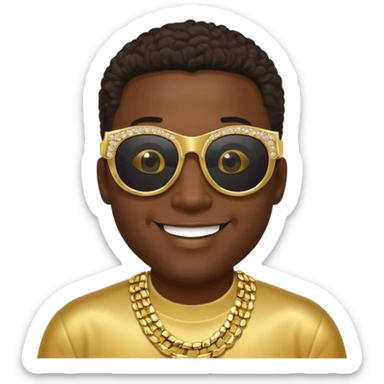 Black pimp very dark skin add large gold bling sunglasses sticker