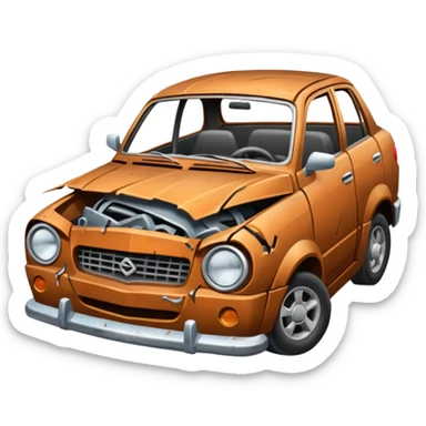 crashed car sticker