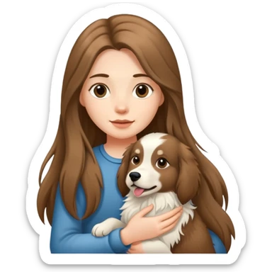 Black long-haired girl holding an Alaskan dog sticker