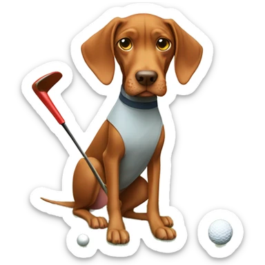 Vizsla playing golf sticker