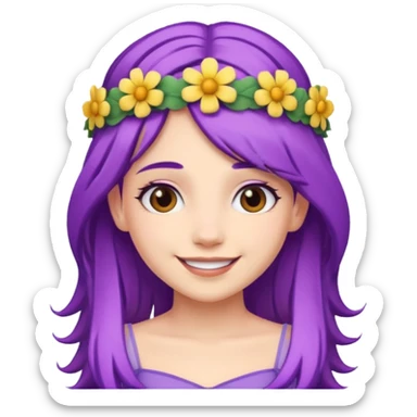 Princesses with Flower Crown in Purple Hair sticker