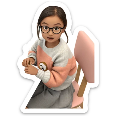 cute girl in sweater sitting sticker