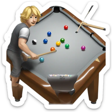 Hench Andy playing pool but he’s white sticker