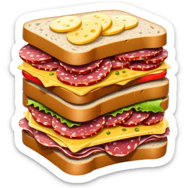 salami sandwich stacked with extra salami slices sticker
