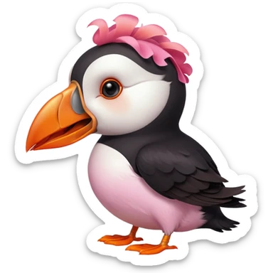 pink puffin angry blow steam nose beak sticker