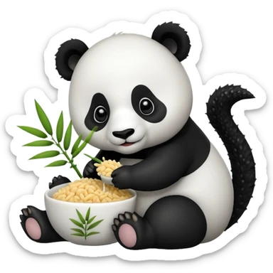 Panda eating rice in the 3rd seahorse sticker
