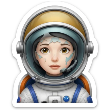 astronaut woman with cracked glass helmet  sticker