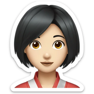 Good looking japanese girl black hair sticker