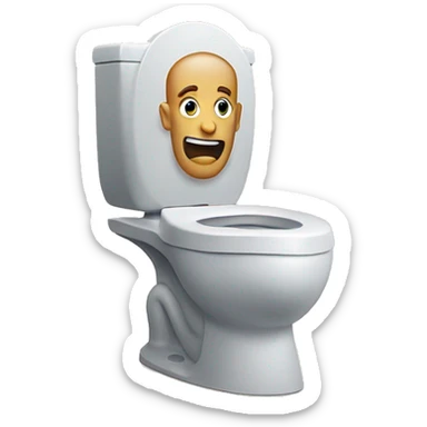 toilet with mans head sticking out sticker