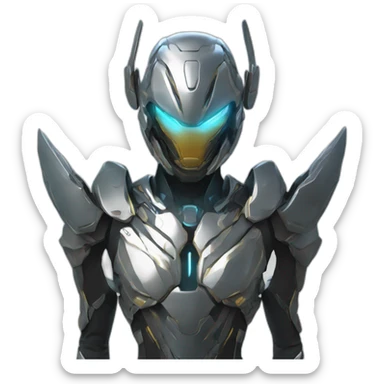 futuristic armored Omega Energy breastplate radiating omega energy sticker