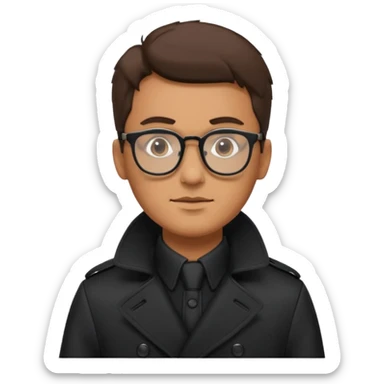 man in black trenchcoat and glasses sticker