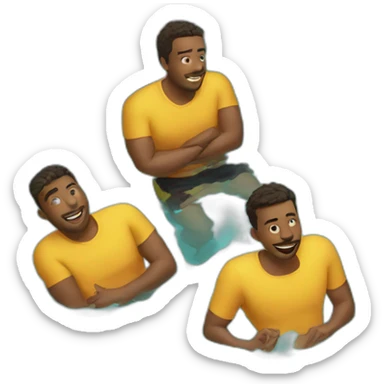 Four guys in a very small pool sticker