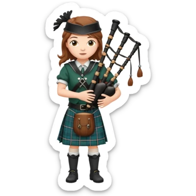 scotch girl playing bagpipe full body sticker