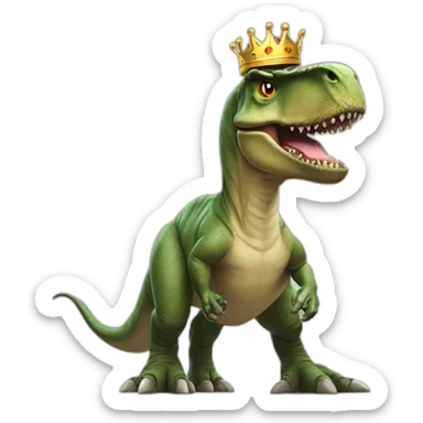 t-rex with a crown standing on the top of the earth sticker
