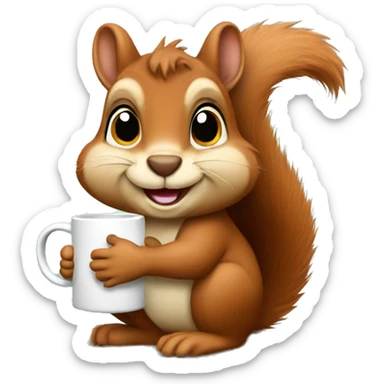 squirrel with a mug sticker