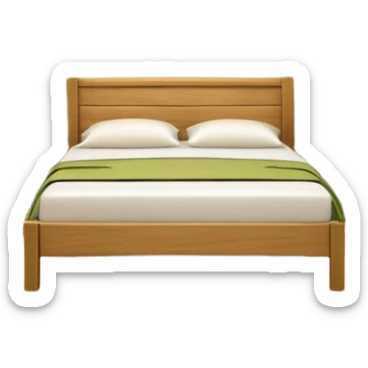 Olive green walls, wooden bed with a wooden headboard, plants hanging from ceiling, wooden closet sticker