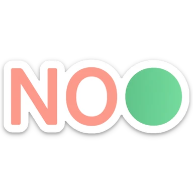 Change the text to 'NO' while keeping the green ball and the color icon style consistent. sticker