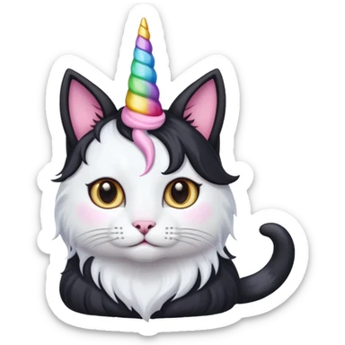 Black long haierd cat whit A unicorn horn sticker