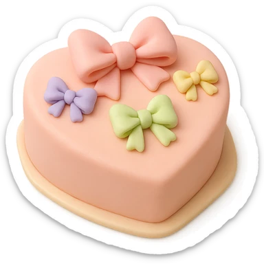 heart-shaped fondant cake with pastel fondant bows sticker