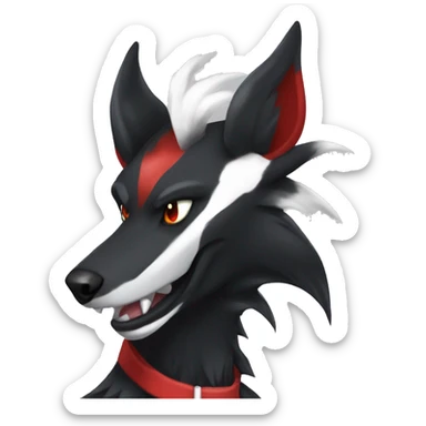 Black Cool Edgy Sergal-Houndoom-Fakémon  with White and Red Edgy markings sticker