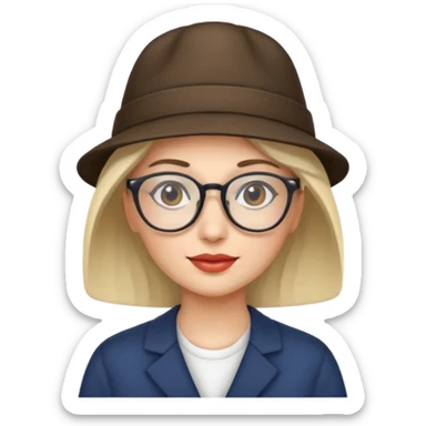 hatted woman with glasses sticker
