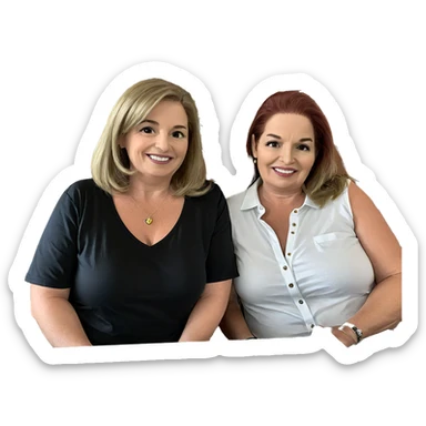 two girls smiling together sticker