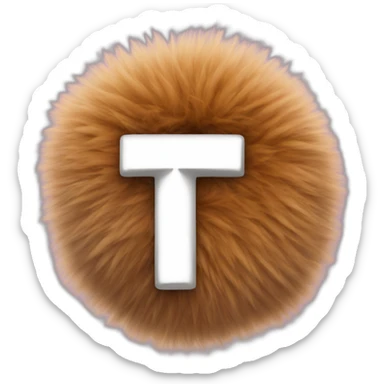 letter T in fluffy fur sticker