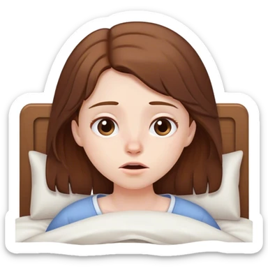 Tired Girl with brown hair waking up out of bed sticker