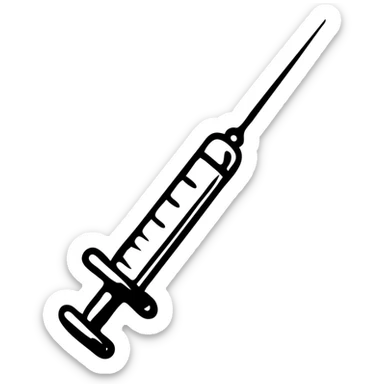 A medical syringe with needle, simple and recognizable icon for healthcare sticker