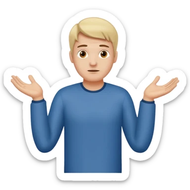 a man shrugging his shoulders with 6 above his left hand and 7 above his right hand sticker