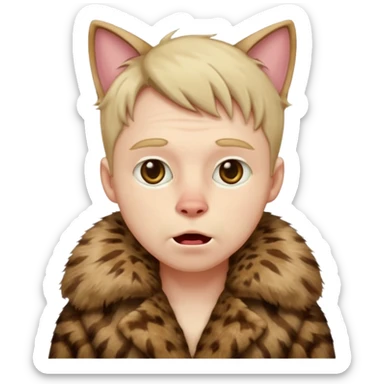 create an emoji of a guy drooling violently with a cat fur coat sticker