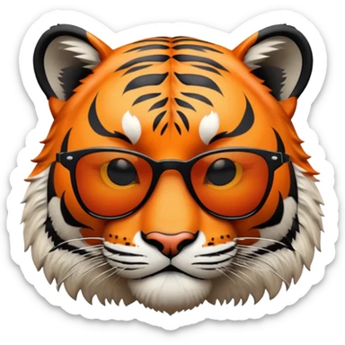 tiger face with dark sunglasses, cool expression sticker
