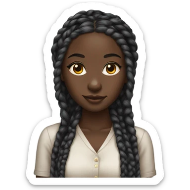 darkskin girl with box braids sticker