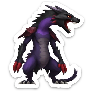Black and purple and red edgy punk nargacuga-sergal full body sticker
