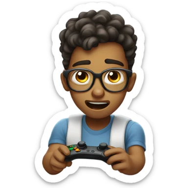 Boy with glasses playing the game farting  sticker