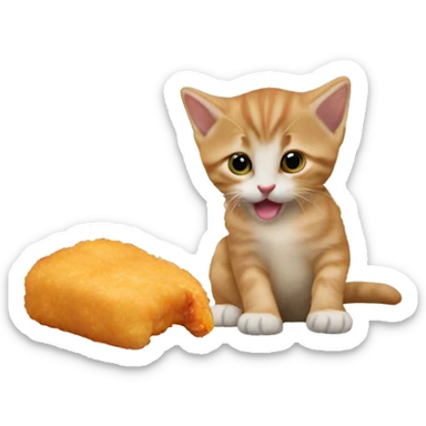 kitten eating a chicken nugget sticker